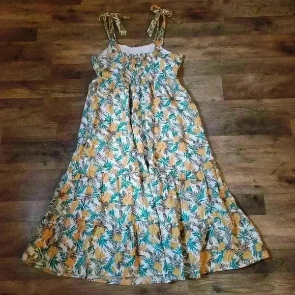 Skies Are Blue Floral Print Tie Shoulder Strap Midi Dress Size M - Picture 8 of 9